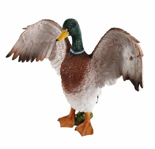 colourliving Enten Figur XL Deko Ente Groß, lebensecht und handbemalt, mit geöffneten Flügeln Deko Enten für den Garten oder Gartenteich