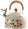 Teteras Para Induccion, Vintage Floral Teteras Acero Inoxidable 3L, Tea Kettle Hervidor Agua Induccion, Teteras Silbante Para Estufa