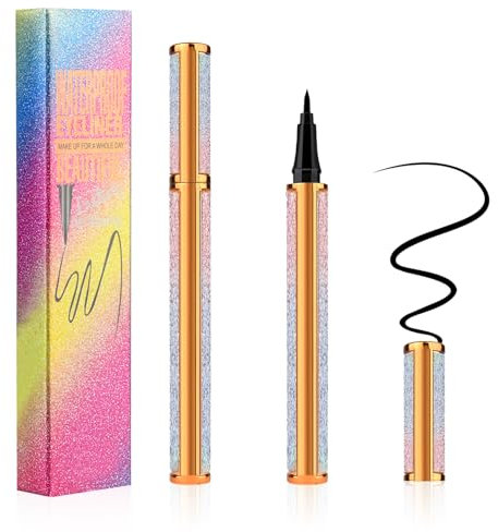 Aomig 24h-Wasserfester Eyeliner Präziser Veganer Eyeliner Flissig mit Langzeit-Halt Smudge-Proof Formel Eye-liner Sanfte Kajalstifte empfindliche Augen perfekt für Täglich Maskenbildner (Schwarz, 1g)