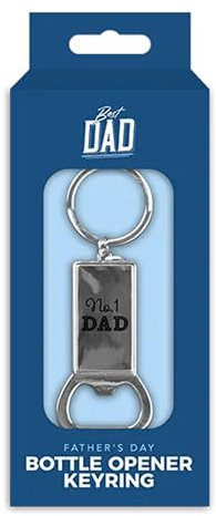 Cheeky Chops Metal Bottle Opener Keyring, Father's Day, 10 cm, Silver - No.1 Dad