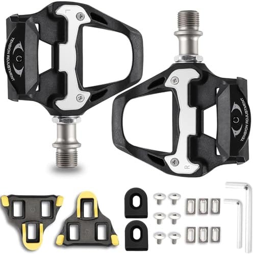 Road Bike Pedals, 9/16 Clipless SPD Pedals, Aluminum Alloy Bicycle Pedals Compatible with SPD SL System,Cycling Pedal Cleats Set for Shimano SPD, MTB, Fitness, Spin Bike, Indoor & Outdoor Cycling