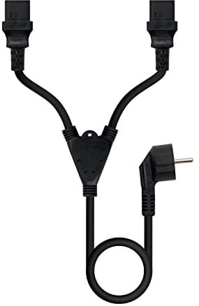 NANOCABLE 10.22.0100-L300 - Cable de Alimentación Bifurcador, 1 Conector Schuko CEE7/7 Macho a 2 Conectores C13 Hembra, Color Negro, 3 m