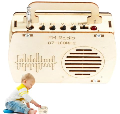 Kit elettronici per bambini, kit di costruzione radio in legno - Kit di costruzione elettronica per bambini educativi,Strumenti di esplorazione colorati, studenti che assemblano per princ