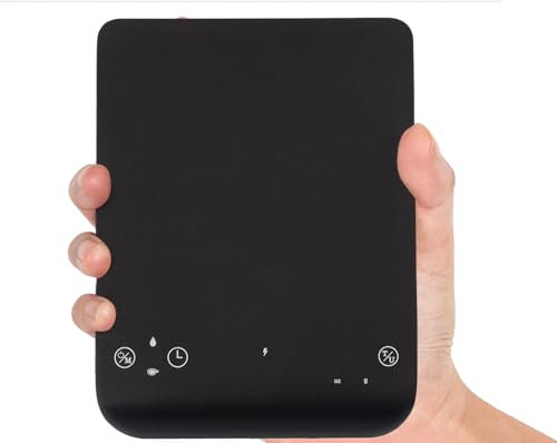 Muaket Wiederaufladbare Kaffeewaage mit Timer, 0,1g/3kg Espresso Waage mit Touch-Sensor-Taste für Espresso und Pour-Over, Tragbare Digitale Küchenwaage mit TARA-Funktion und automatischer Zeitmessung