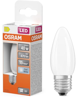 Osram LED-Lampe Star Kerzenform B40 Filament 3,4W Matt E27 | LED Star Classic B 40 Filament, LED Lamps, Weiß, 35 mm dia, 15000 h, 1-Pack