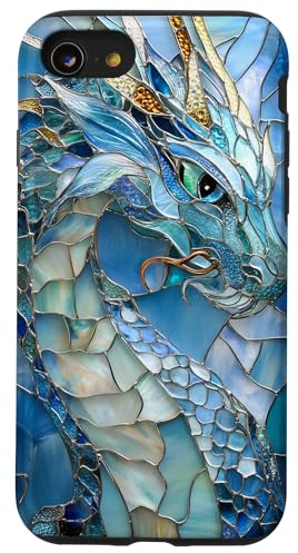 Dragon Light Blue Stained Water Fantasy Creature Case for iPhone SE (2020) / 7 / 8