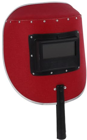 NUOBESTY Máscara de Soldadura de Mano Portátil Roja, Papel de Fibra Vulcanizada, Función Semiautomática, Cómoda para Trabajos de Soldar y Cortar