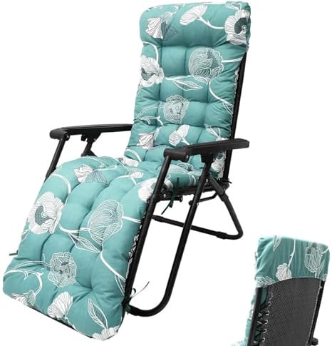 Extra Thick 8cm Garden Chair Cushions, Premium Outdoor Deckchair Pads for Sun Loungers, High Back Lounge Cushion, Indoor/Outdoor Use, 3.53 x 170 cm, Ties Included