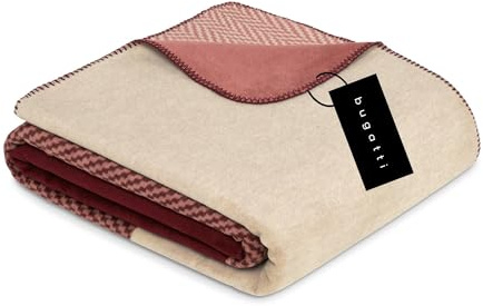 bugatti Decke 150x200 cm - Baumwollmix, warm & waschbar, Kuscheldecke Beere mit tollem Muster