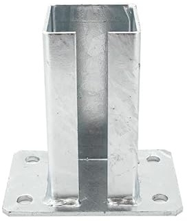 Metal Gate Post Foot Support, 80mm x 80mm Post Size, 150mm x 100mm Base Plate, Galvanised Steel