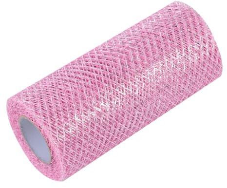 Alipis Ruban Maille Diamant Rose Argenté Rouleau Polyester Rigide pour Déco Fête Mariage DIY Créatif et Accessoires Mode