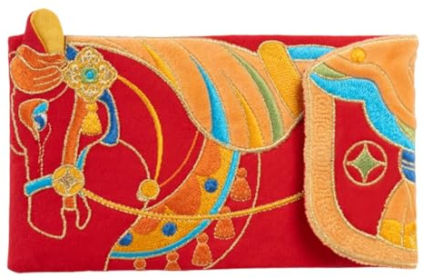 Roter Umschlag zum Jahr des Pferdes, bestickte Geldtasche für das Frühlingsfest 2026 – roter Umschlag für Partyzubehör – für Familie, Freunde, Erwachsene, Verliebte die Mutter und