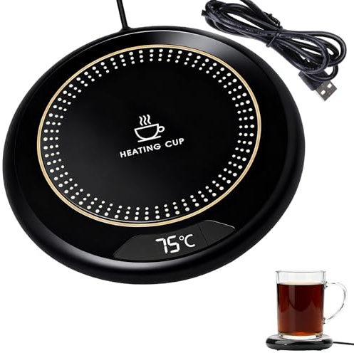 Kryolithm Coffee Mug Warmer, USB Cup Warmer with 3 Temperature Setting(55-75℃), Smart Touch Heated Coaster Electric Coffee Warmer for Desk 8H Auto Shut Off for Tea Milk Warmer Office Home