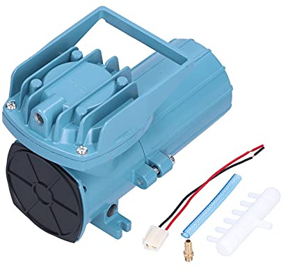 DC 12V Sauerstoffpumpe für Aquarium, 240 GPH (908 L/h) | 18W Aquarium Luftpumpe 38L/Min Ausgabe Aluminiumlegierung Hydroponiksysteme Aquakultur inklusive Silikonschlauch