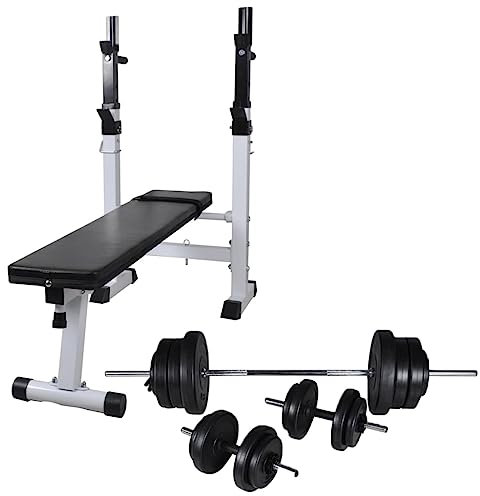 vidaXL Hantelbank mit Ablage Kurzhantel Langhantel Set 60,5kg Kraftstation
