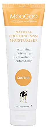 MooGoo Soothing MSM Moisturiser - Calming Cream for Sensitive, Irritated, Dry or Sunburnt Skin Including Eczema, Psoriasis & Rosacea – 120 g
