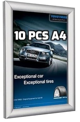 Displaysign Vorteilspack 10 x A4 Klapprahmen Plakatrahmen Posterrahmen Wechselrahmen Bilderrahmen Snap Frame Ladeneinrichtung Aluminium Rahmen Click