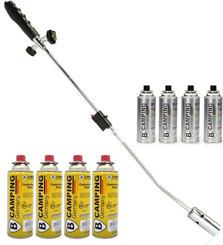 Vani Unkrautvernichter inkl. 8 Gasflaschen & 1 Feuerzeug von Vani- Abflammgerät für Unkraut - Unkrautbrenner - Gas-Brenner - Unkrautreiniger für große Flächen