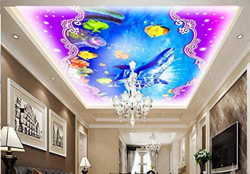 3D Raum Tapete benutzerdefinierte Wandbild Vlies Wandaufkleber 3 d Boden des Meeres Fisch Decke Wandbild Fototapete für Wände 3d-430 * 300cm