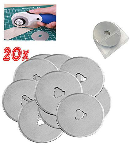 20x Premium Ersatzklingen Rundklingen 45 mm für Rollschneider Rollmesser Stoffschneider Passend für Prym OLFA Cutter 45mm mit Box Long Life Qualität 5 10 15 Stück Rundmesser EXTRA Scharf