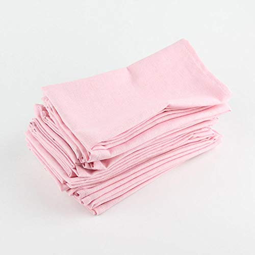 QINS Lot de 12 Pcs Serviettes en Tissu 40x40Cm Serviettes en Lin De Coton Napperon Serviette De Table Serviettes Mat Enfants Table Serviette Tissu, Rose