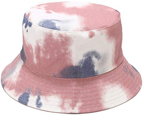 Bucket Hat Reversible Outdoor Beach Summer Cap für Damen Herren, A-Batik-Dye-Pink Blau, Einheitsgröße