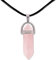 cotigo Pendentif en pierre naturelle en forme de pointe avec corde en fil ciré noir de 45 cm (rose quartz)