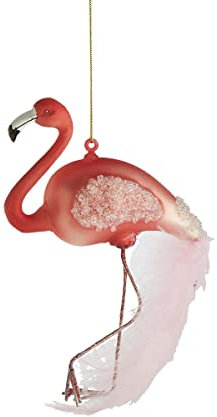 BUTLERS handbemalte Christbaumkugel aus Glas mit Anhänger (1 Stück) Flamingo - Hang ON -Christbaumschmuck, Weihnachtskugeln, Flamingo Deko