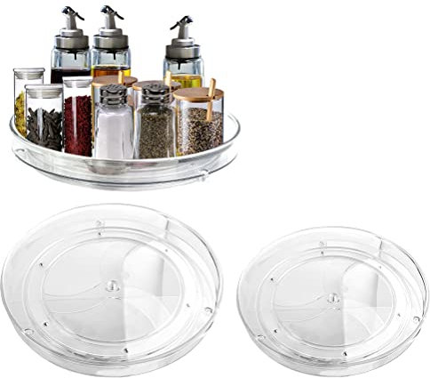 Gewürzregal Drehteller Küchen 23/27CM 2PCS Drehteller Organizer für Küchenschrank Organizer Drehbar Kühlschrank Drehteller Lazy Susan Gewürzregal Organizer Gewürzhalter Drehbar Kühlschrank Drehteller