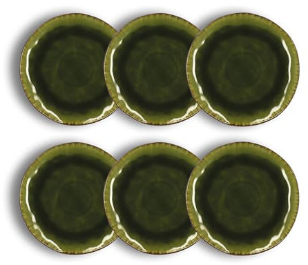 OGO LIVING - Lot de 6 assiettes plates 26.5cm META en grès vert - 2614318