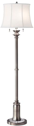 Casa Padrino Barock Stehleuchte Antik Silber/Weiß Ø 43 x H. 157,5 cm - Elegante Stehlampe im Barockstil - Barock Leuchten - Barockstil Stehleuchten - Barock Möbel - Barock Interior