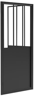 Vente-unique - Parete Doccia con Porta Girevole 80 x 195 cm Nero Opaco Stile Industriale - URBANIK