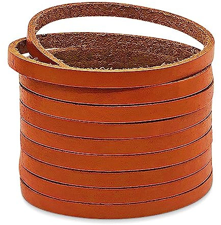 Creavvee Flat Genuine Real Leather Strip Bead Thong Cord Braiding String Threads Lace Cowhide Craft for Jewelry Making Necklace Bracelet, 5mm x 3m, Light Brown