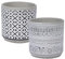 Set of 2 - Decorative Aztec Style Small Ceramic Plant Pot Indoor Home House Flower Succulent Cactus Herb Round Planter Cover Holder
