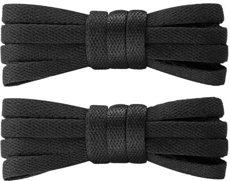 7STROBBS Cordones Negros,Cordones Planos de Converse Altas Bajas Air Force Deporte,8mm Anchos Cordones de Zapatos de Niños Adultos,Cordones para Converse Negro(100cm-2 Pares)