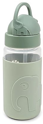 Done by Deer 1039443 Trinkflasche mit Strohhalm Easy-Grip - Elefant Elphee grün (350 ml)