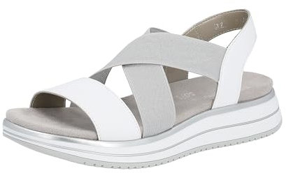 Remonte Damen D1J50 Sandale, Weiss/Frost-Silber / 80, 38 EU