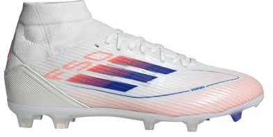 adidas Donna F50 League Mid Calcio Stivali Firm Ground Scarpe, Bianco Blu Lucido Rosso Solare, 45 1/3 EU