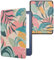 kwmobile Étui Compatible avec Amazon Kindle (2022/2024) Coque - Étui à Rabat magnétique Tablette eReader Similicuir - Rose Clair-Jaune-Vert