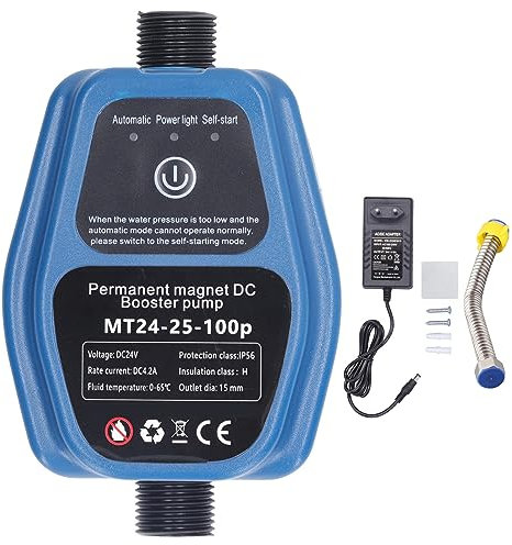 Bomba Elevadora de Presión de Agua de Aprendizaje Inteligente 100W 24V 25L IP56 con Arranque y Parada Automáticos, Bomba Elevadora de Ducha Bomba de Presión de Agua (Enchufe