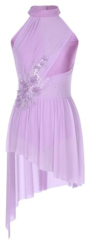 HULIJA Donne Vestito da Pattinaggio Artistico Costume Senza Maniche Vestito da Ballo Lirico Chiffon Body Contemporaneo Costumi di Danza Contemporanea