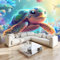 Fototapete Cartoon Tier Schildkröte Tapete Fototapeten Vlies Tapeten 250x175 cm Vliestapete Wandtapete Moderne Wand Schlafzimmer Wohnzimmer Wand tapete