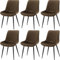 FRUOGO Esszimmerstühle 6er Set,Samt Polesterstuhl,Robuste Metallbeine,Modernes Streifendesign für Esszimmer,Wohnzimmer,Küche,Lounge,Braun