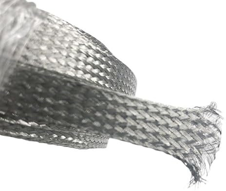 JWOO Manguito de Cable Trenzado de 10 m, 2-18 m, Acero Inoxidable 304, Funda de Metal, Malla de Piel de Serpiente Plateada, Protector de Cables(8mm)