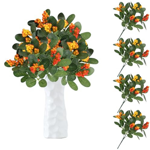 astylishome Artificial Holly Berries autumn decoration thanksgiving decoration Christmas Tree Decorations Flower Wreath DIY Craft suitable for family holiday wedding DIY decoration 4007