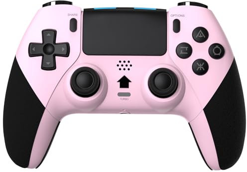 AARONMEI Wireless Gamepad Controller For PlayStation 4 With Motorized Vibration, 6-Axis Motion Sensing, Continuous Firing Function (Pink)