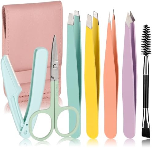 MSQ 7 teiliges Professionelle Pinzette Set für Augenbrauen & Haarentfernung