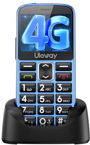Tosaju 4G Téléphone Portable Senior Sim déverrouillé Téléphone à Gros Boutons Temps de Veille Long avec Bouton d'appel d'urgence SOS avec Station de Charge 1000 mAh Écran de 2,4 Pouces