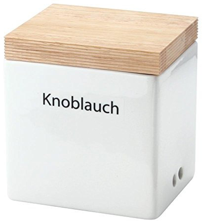 Continenta Vorratsdose mit Holzdeckel, Weiß/Braun, 14 x 12 x 15,5 cm