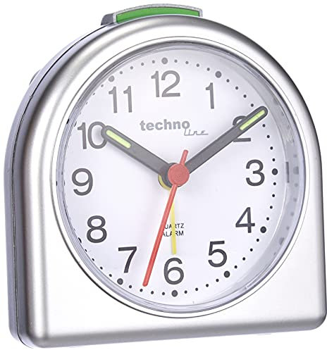 Technoline Quarzwecker Modell SD, silber, analog, nachtleuchtende Zeiger